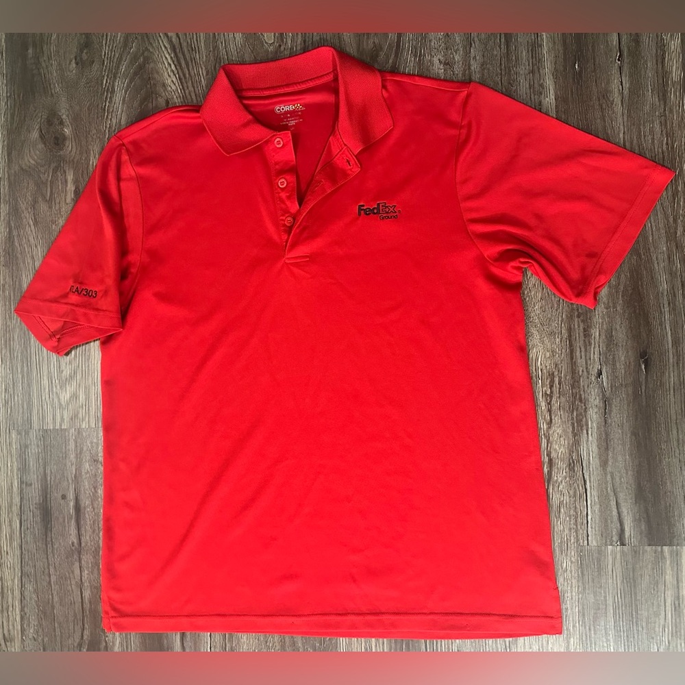 Vintage Men’s FedEx Ground Red/Black Logo Performance Polo Shirt - Size Large
